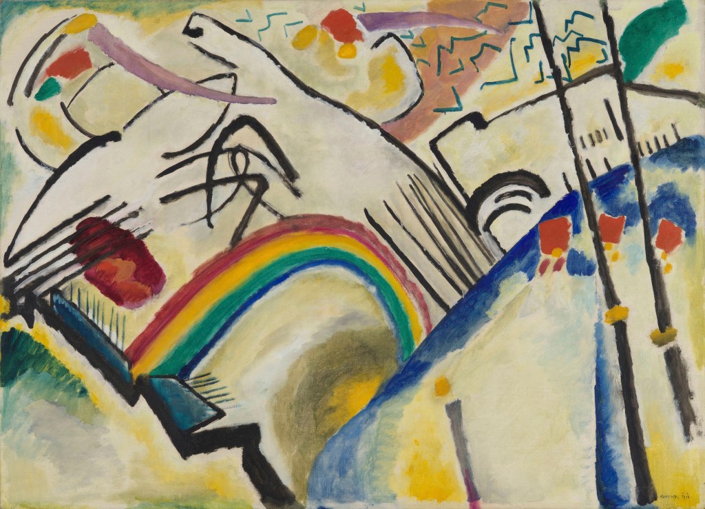 photo of Kandinsky's Cossacks painting on display in London