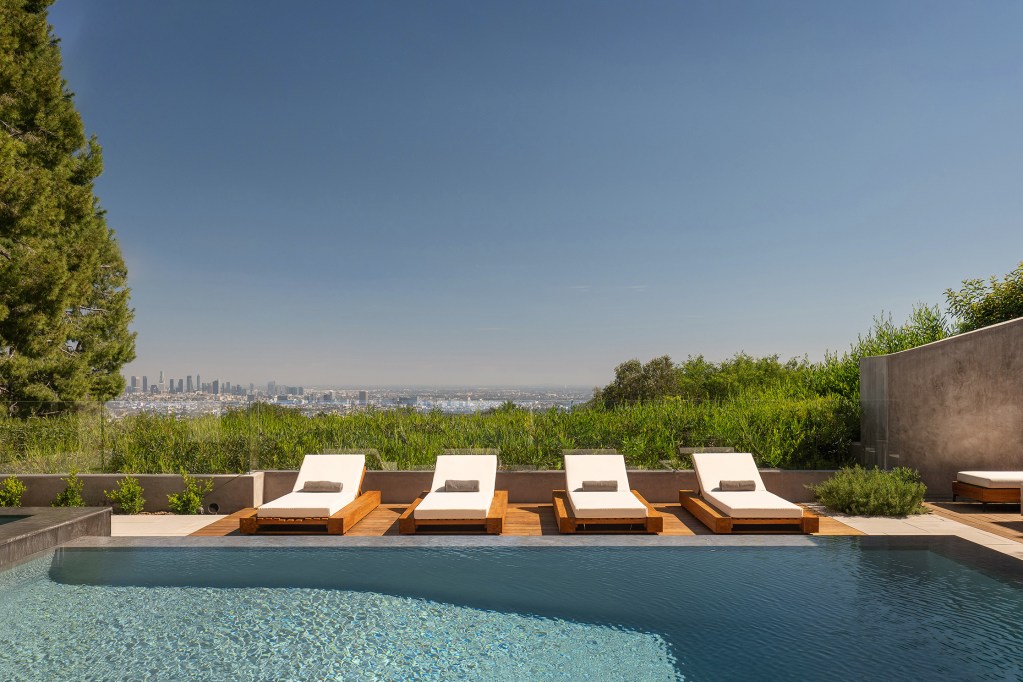 pool deck overlooking Los Angeles