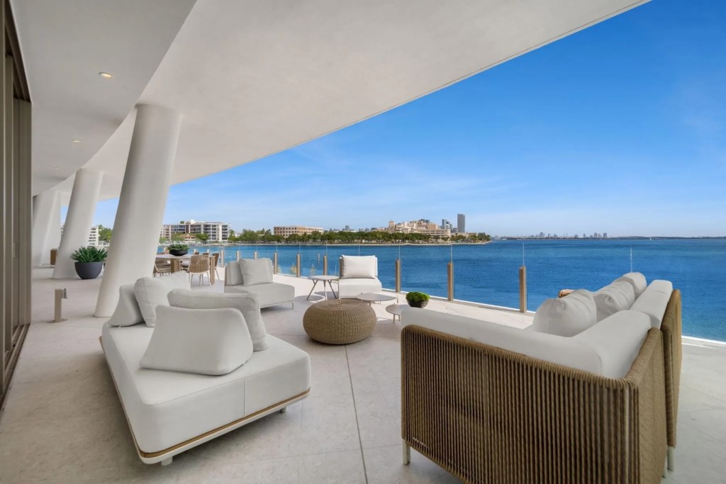 patio overlooking the water and the city in Miami