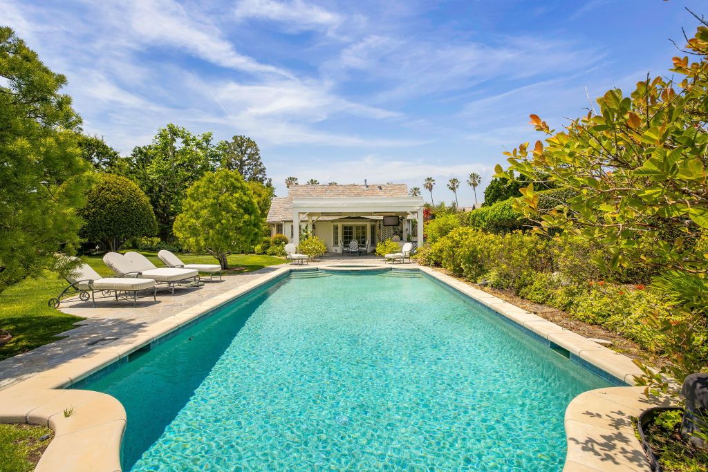 pool surrounded by lush greenery in Los Angeles