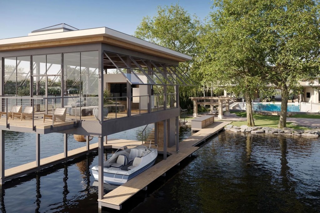 elevated boathouse in Texas