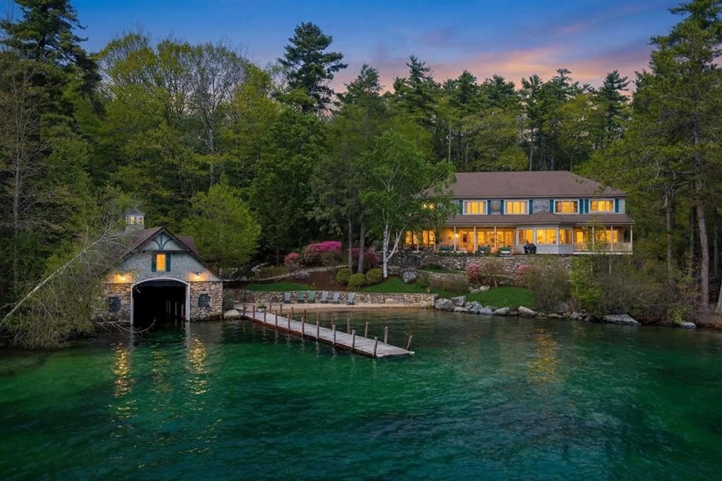 coastal New Hampshire home with luxury boathouse