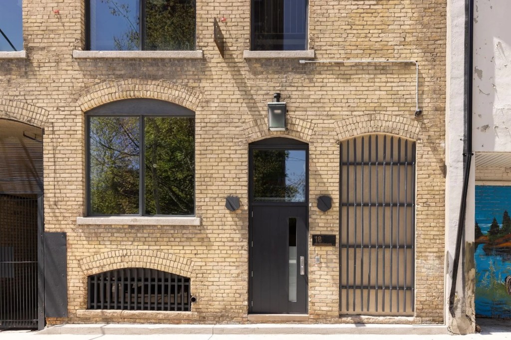 Brick facade of Yorkville home in Toronto, Canada